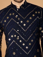 Vastranavya Navy Blue Exclusive Festival Wear Pure Viscose Rayon Embroidered Sequence Work Kurta