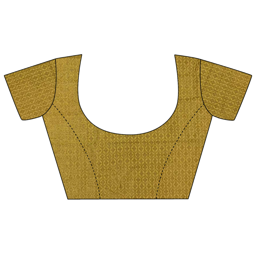 Joban Fashion Golden Yellow Banarasi Soft Lichi Silk Checks & Woven Saree - Distacart