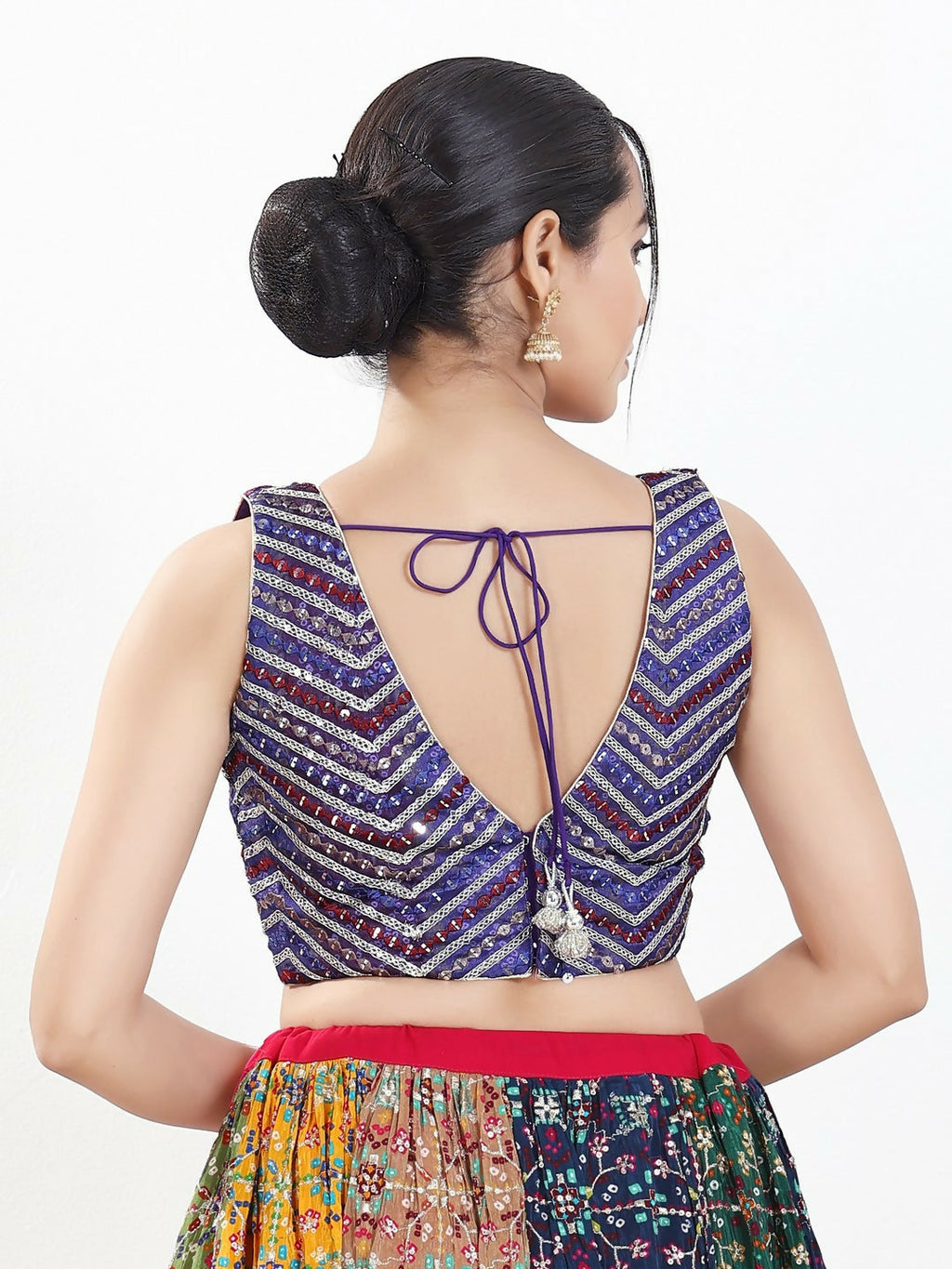 Joban Fashion Purple Silk Padded Blouse With V Neck Sleeveless - Distacart