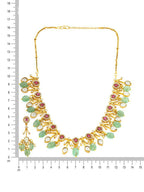 Natural Stones Antique Finish Earrings and Choker Necklace set - Ruby Raang