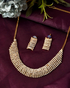 Jewels Nest Gold-Plated American Diamond Wide Choker Necklace Set