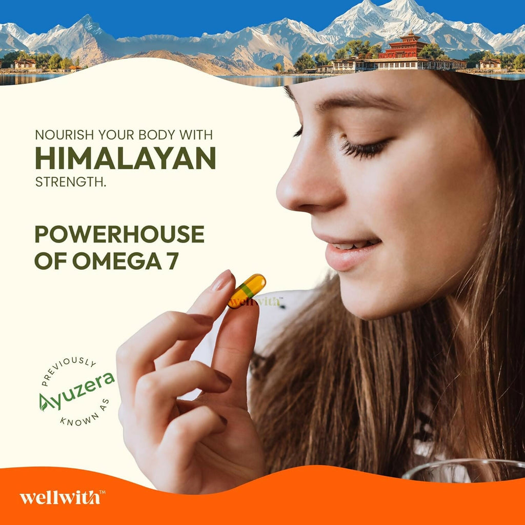 Wellwith Sea Buckthorn Berry Oil Vegan Omega 7 500mg, Softgels Capsules