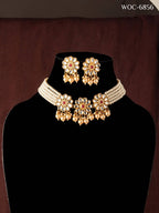 Mominos Fashion Johar Kamal Women's Golden Beads Pearls Gold-Plated Jewellery Set