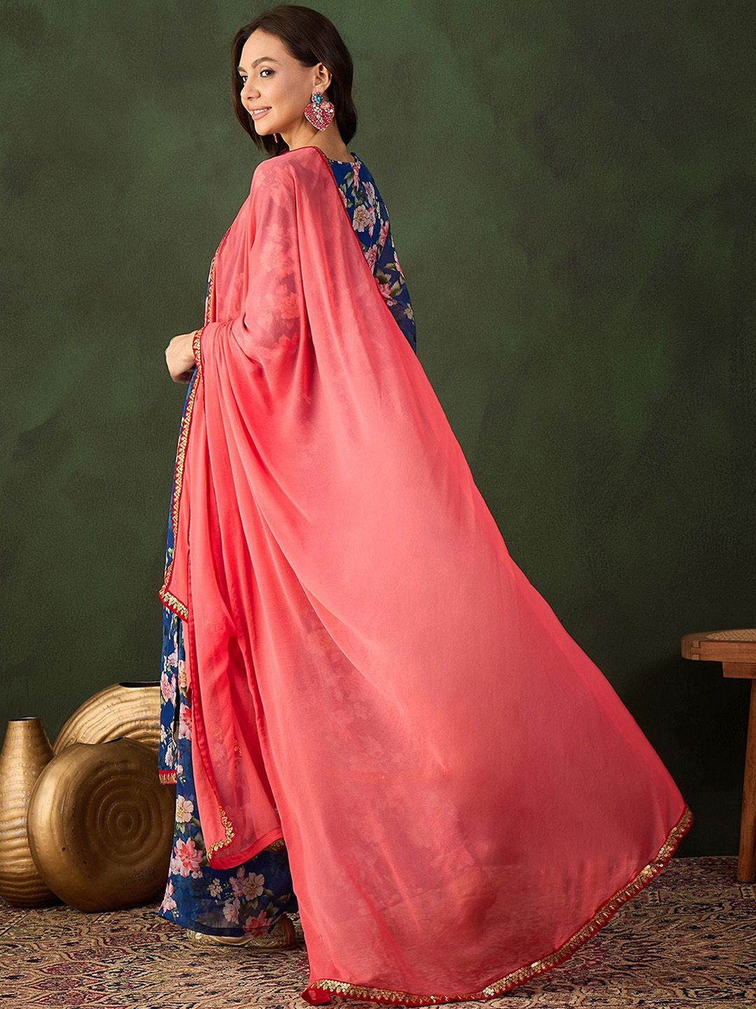 Sangria Printed Kurta, Palazzo With Dupatta