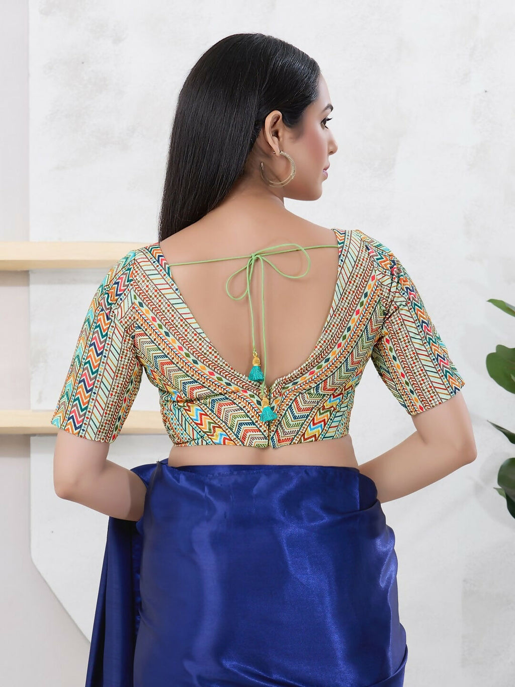 Joban Fashion Pista-Green Shift Elbow Sleeveless Back Open Blouse