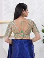 Joban Fashion Pista-Green Shift Elbow Sleeveless Back Open Blouse