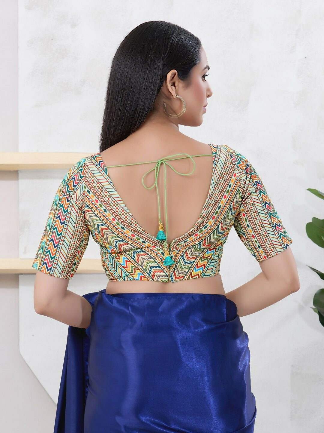 Joban Fashion Pista-Green Shift Elbow Sleeveless Back Open Blouse