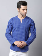 Even Apparels Blue Pure Cotton Round Neck Slit Kurta - Distacart