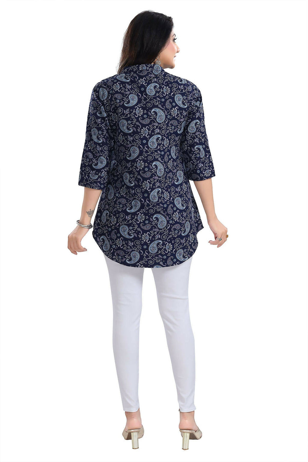 Snehal Creations Ethnic Galore Blue Short Tunic Top for Women - Distacart