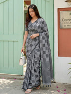 Shree Shyam Fashion Gray Linen Cotton Saree - Distacart