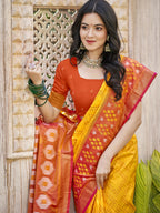 Shree Shyam Fashion Pochampalli Silk Yellow Saree - Distacart