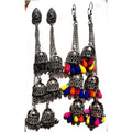Oxidised Silver Kashmiri Triple Jhumki Earrings