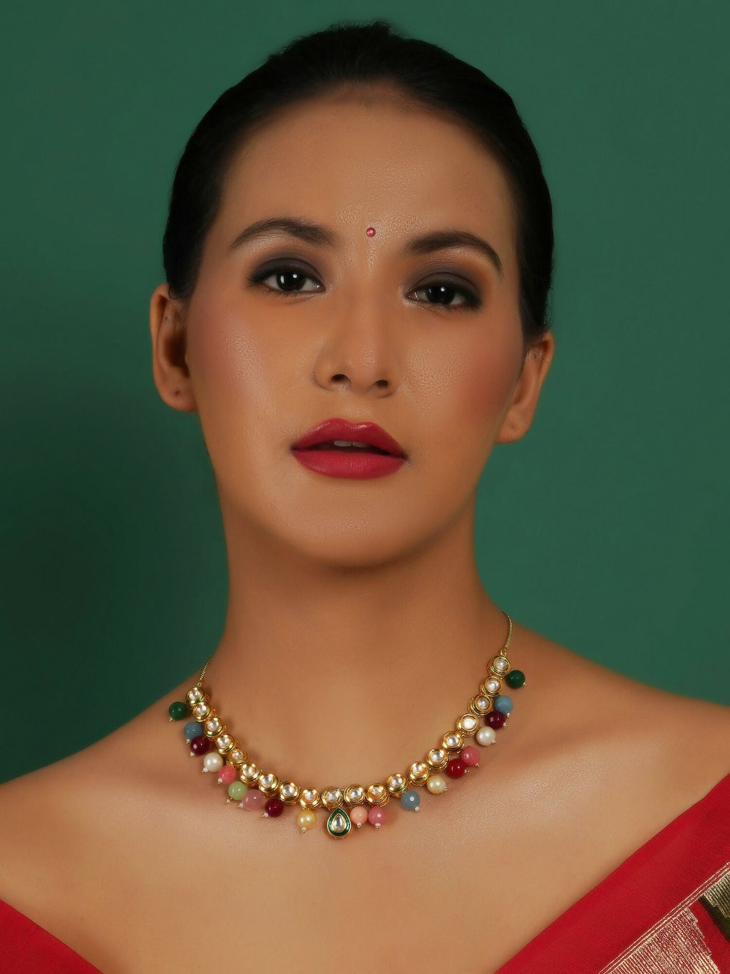 Kundan Necklace (Multi Color) - Ruby Raang