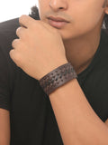 NVR Men's Brown Leather Bracelet - Distacart