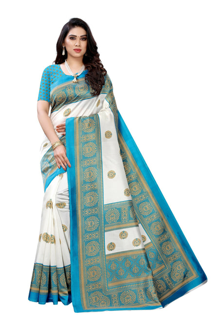 Vamika Rama Green Printed Art Silk Saree