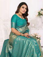 Aastha Fashion Sea Green Tissue Silk Weaving Saree - Distacart