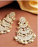 Jewel City Elegant Pearl Chandelier Earrings Traditional Gold-Plated Indian Wedding Jewelry - Distacart