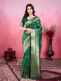 Vedant Vastram Banarasi Silk Fashion Saree - Green