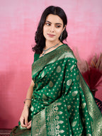 Vedant Vastram Banarasi Silk Fashion Saree - Green
