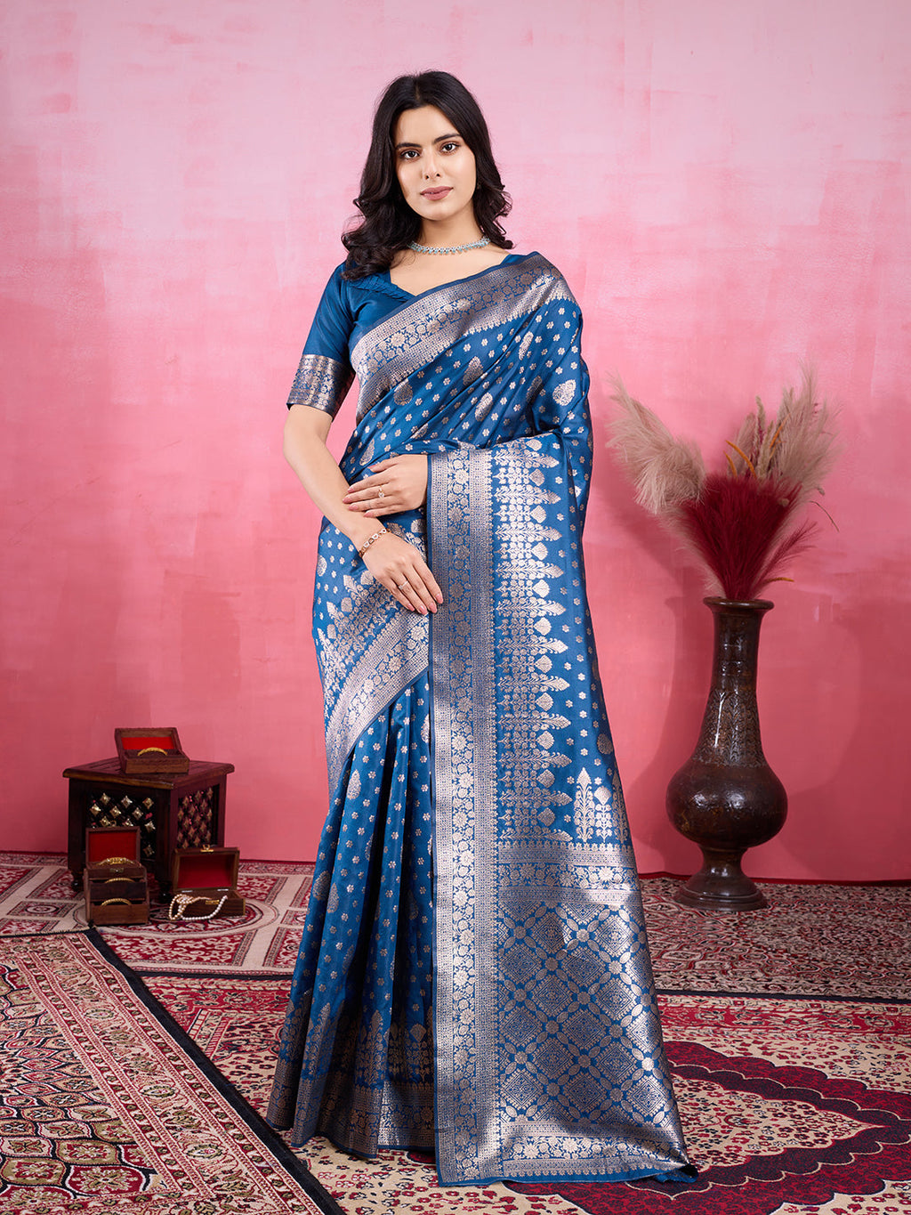 Vedant Vastram Banarasi Silk Fashion Saree - Rama