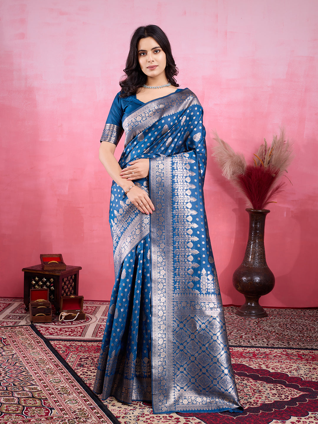 Vedant Vastram Banarasi Silk Fashion Saree - Rama