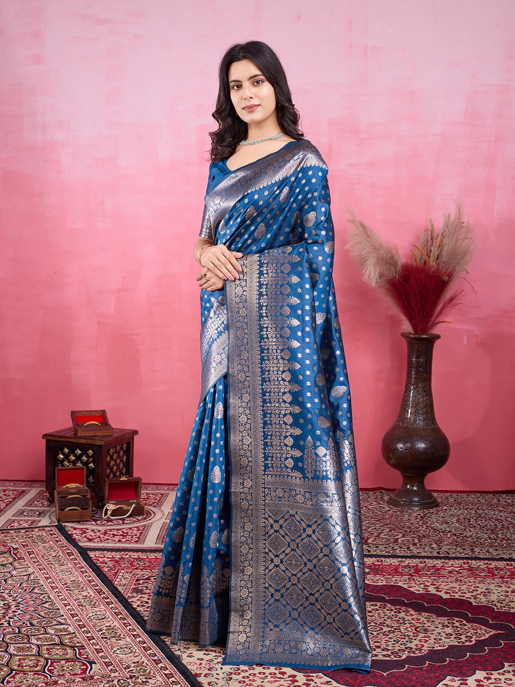 Vedant Vastram Banarasi Silk Fashion Saree - Rama