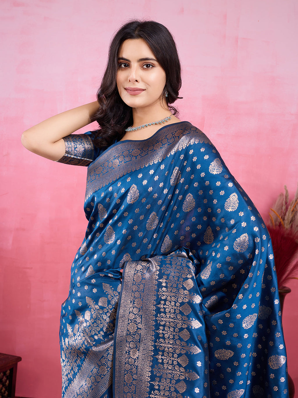 Vedant Vastram Banarasi Silk Fashion Saree - Rama