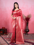 Vedant Vastram Banarasi Silk Fashion Saree - Red