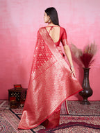Vedant Vastram Banarasi Silk Fashion Saree - Red