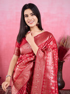 Vedant Vastram Banarasi Silk Fashion Saree - Red