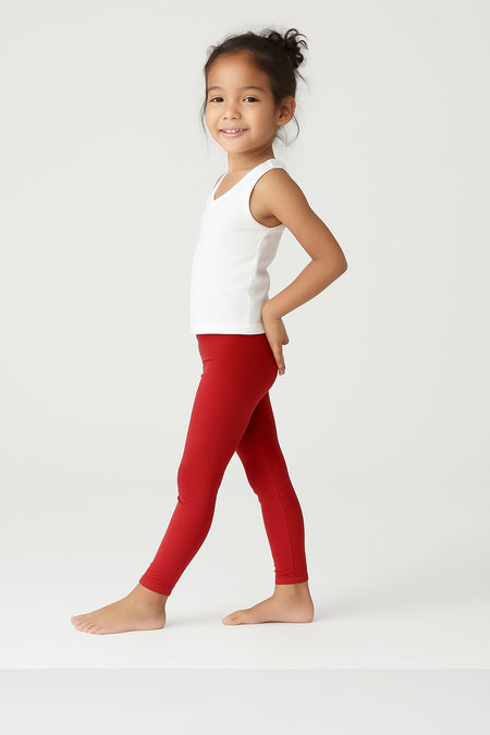 Chilins Lycra Red Cotton Legging for Girls