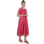 Cheera Angrakha Checkered Foil Printed Kurta With Doori Tassels