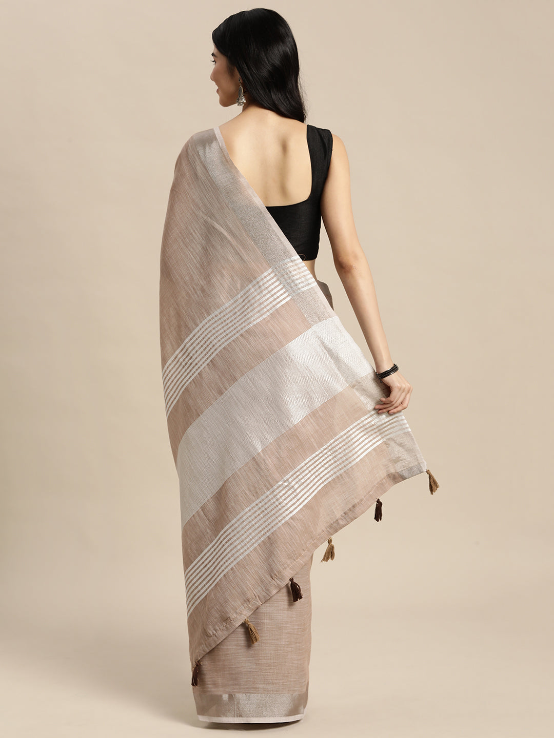 Anaita Chiku Linen Saree With Blouse - Distacart