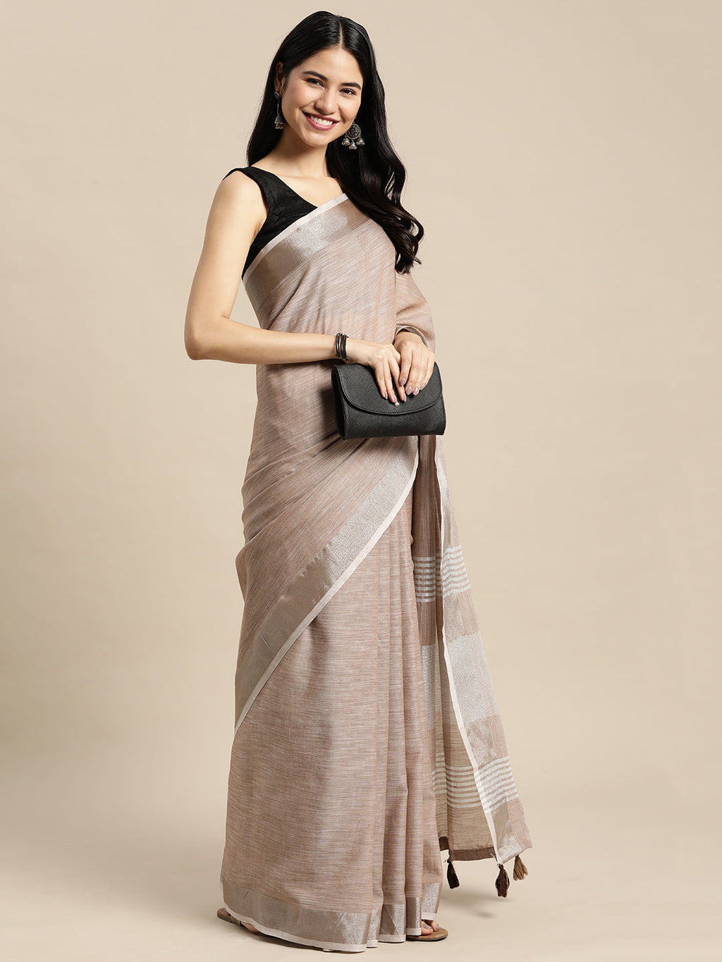 Anaita Chiku Linen Saree With Blouse - Distacart