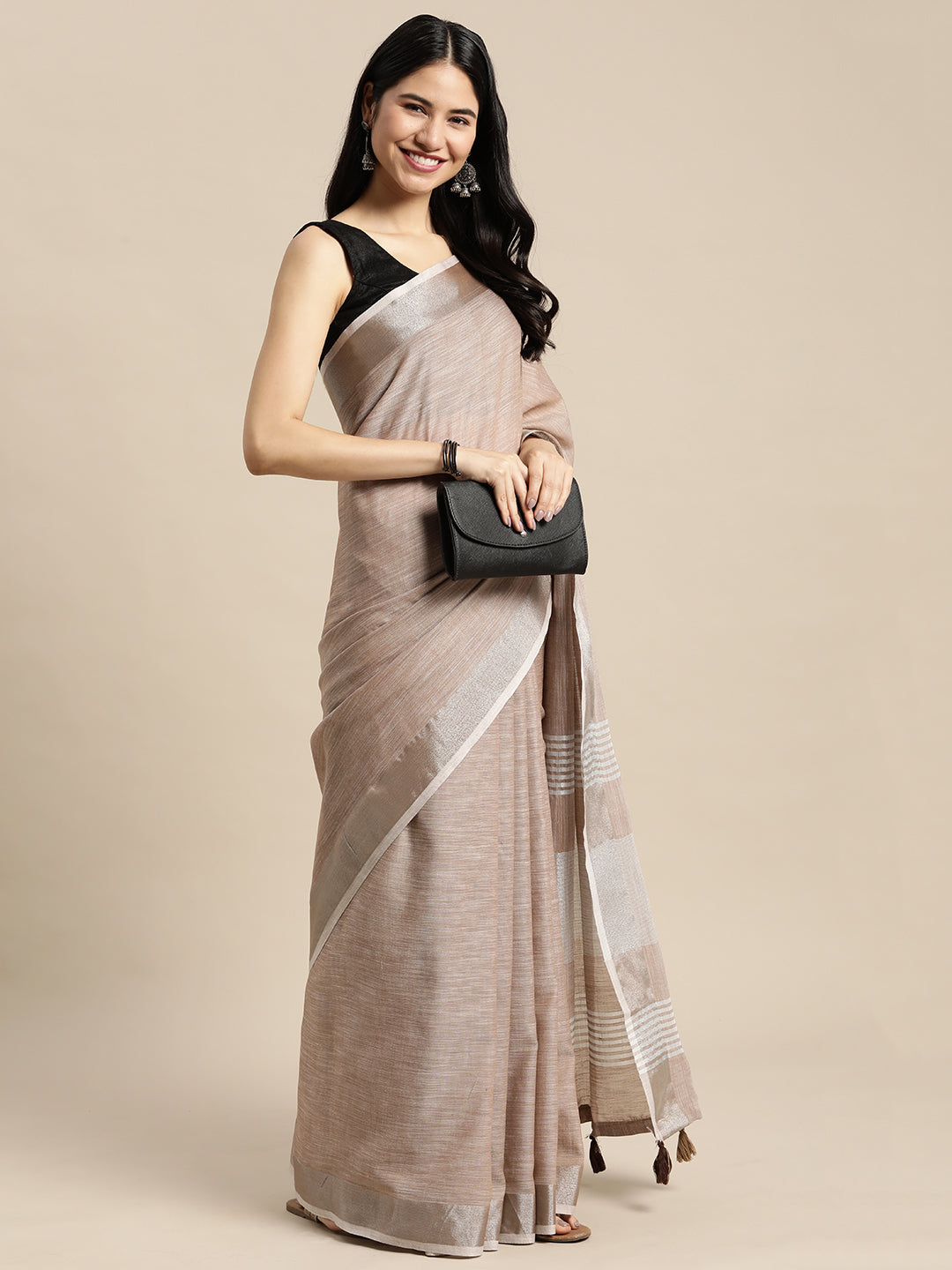 Anaita Chiku Linen Saree With Blouse - Distacart
