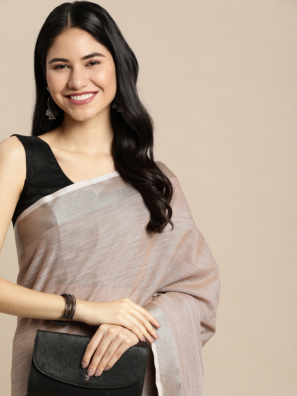 Anaita Chiku Linen Saree With Blouse - Distacart