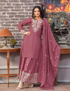 Lehenga Mart Designer Chinon Suit With Sequence Embroidered Work - Pink