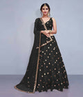 Jyoti Fashion Beautiful Black Embroidered with Mirror work Art Silk Party Wear Lehenga Choli with Dupatta