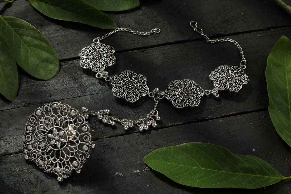Mominos Fashion Oxidised Silver Plated Trendy Bracelet - Distacart