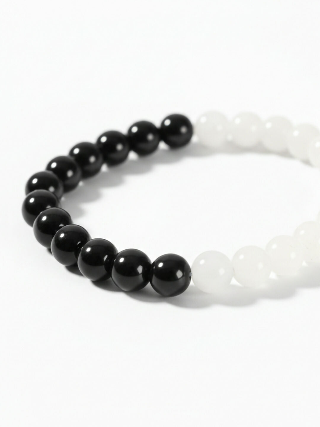 NVR Unisex Black & White Crystal Beaded Bracelet - Distacart