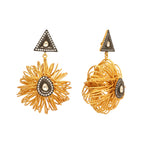 Nuyug 18K Gold-Plated Stones & American Diamond Studded Contemporary Wire Drop Earrings - Distacart