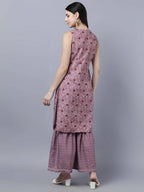 Myshka Women Multicoloured Embroidered Panelled Kurti with Palazzos With Dupatta - Distacart
