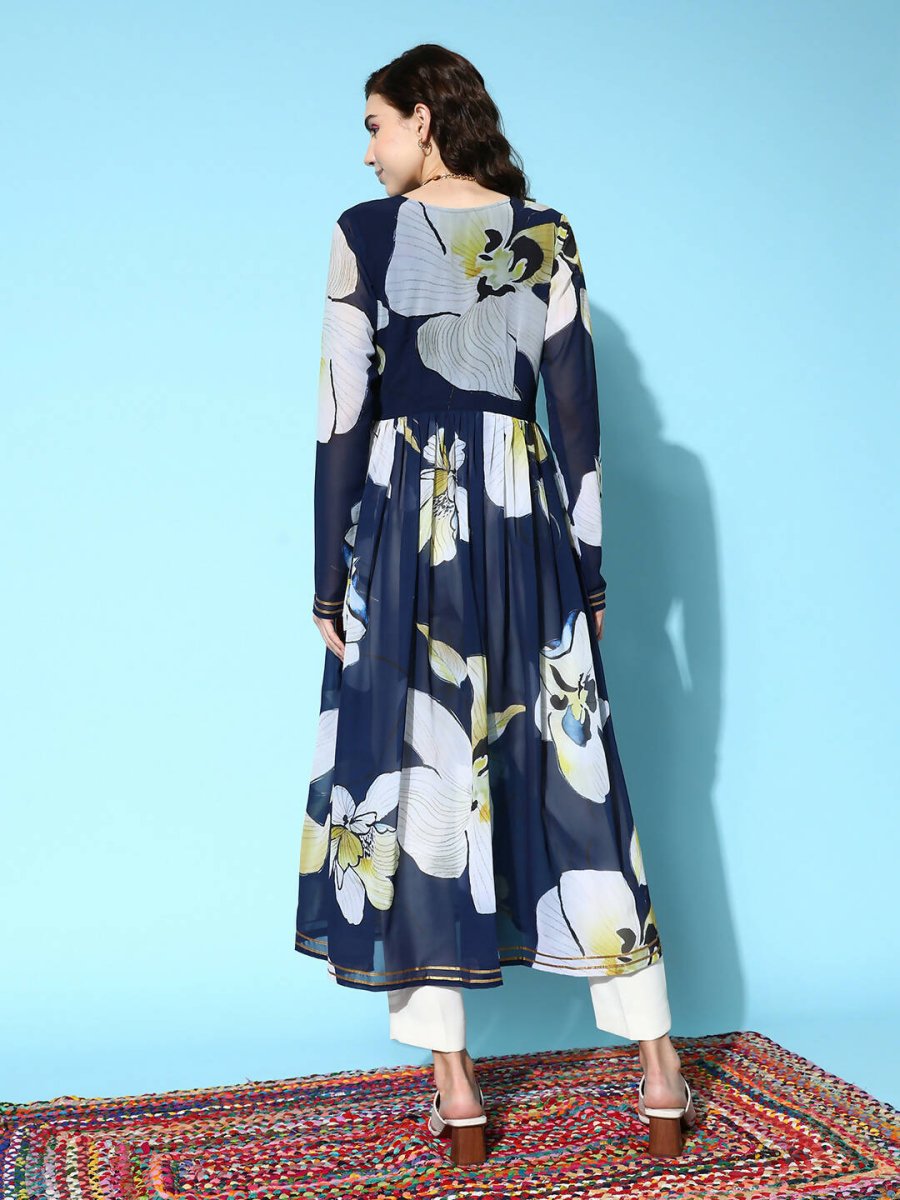 Ahalyaa Women's Traditional wear Kurta - Navy Blue