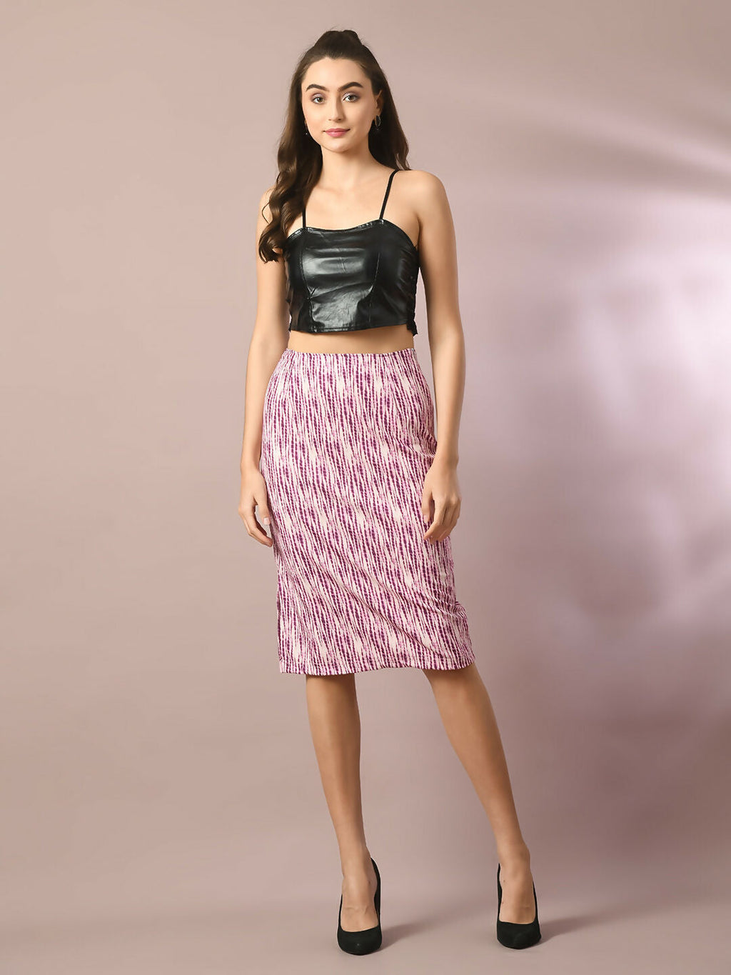 Myshka Women's Multi Printed Knee Length Party Embellished Skirts