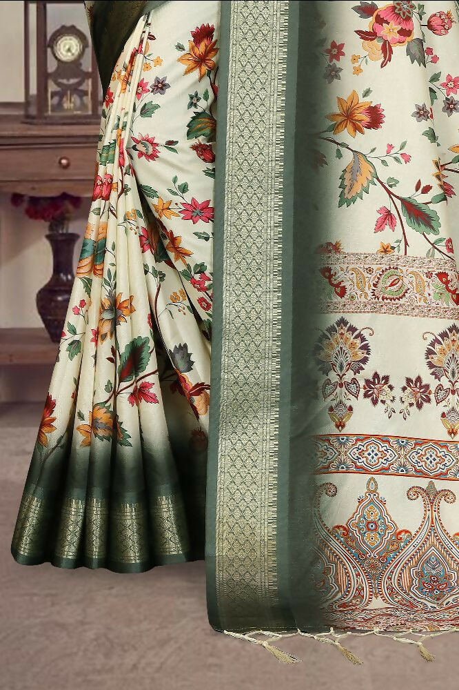 PR Fashion Multi Heavy Rich Cotton Silk Digital Print & Jacquard Saree