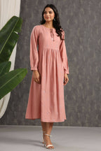 Juniper Womens Onion Pink Rayon Solid Maxi Dress With Mirror Embroidery And Full Sleeve - Distacart