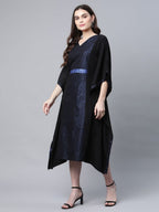 Ahalyaa Women Black Crepe Glitter Printed Kaftan Kurta - Distacart