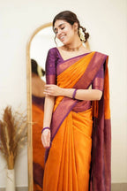 DEIANA'S Beautiful Designer Golden zari Soft Lichi Silk Saree - Yellow