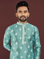Anaita Blue Embroidered Silk Straight Kurta