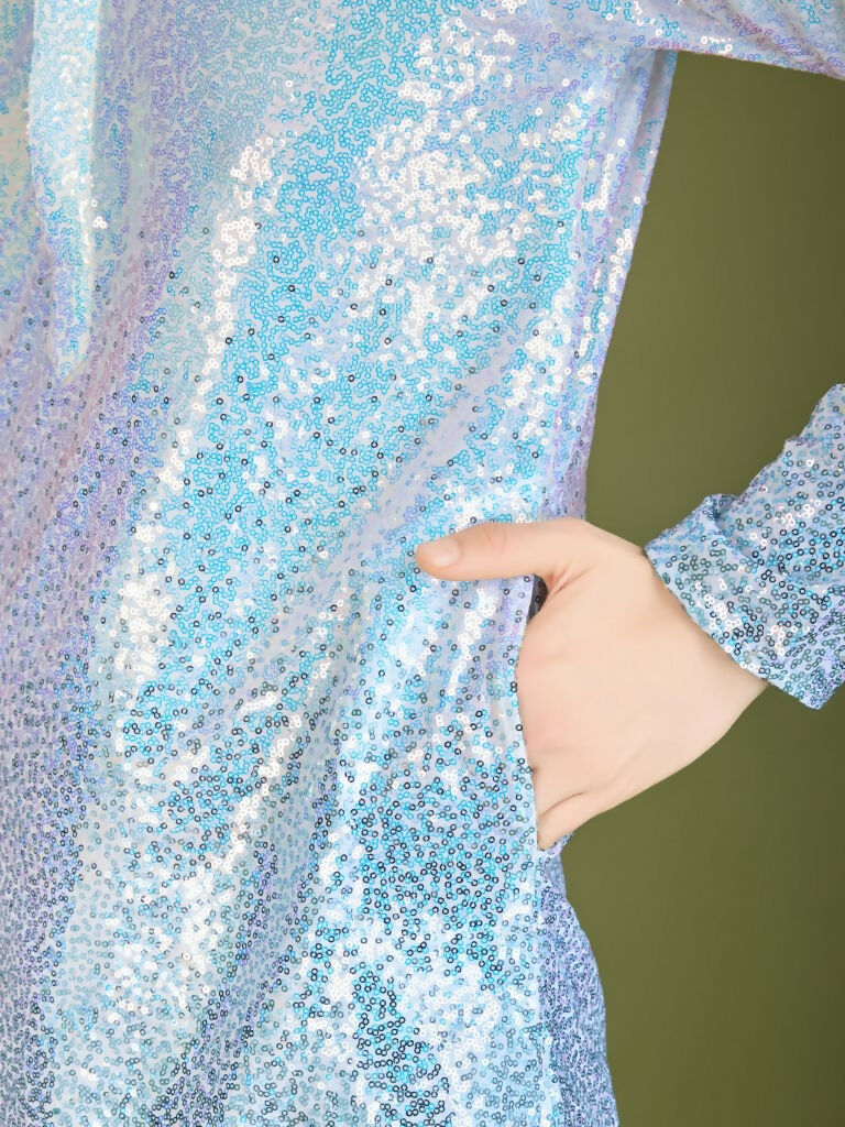 Vastranavya Ombre Blue Premium Real Georgette Thread Sequence & Embroidery work Kurta